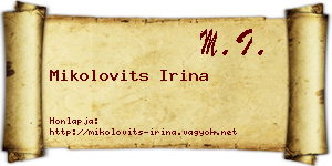 Mikolovits Irina névjegykártya